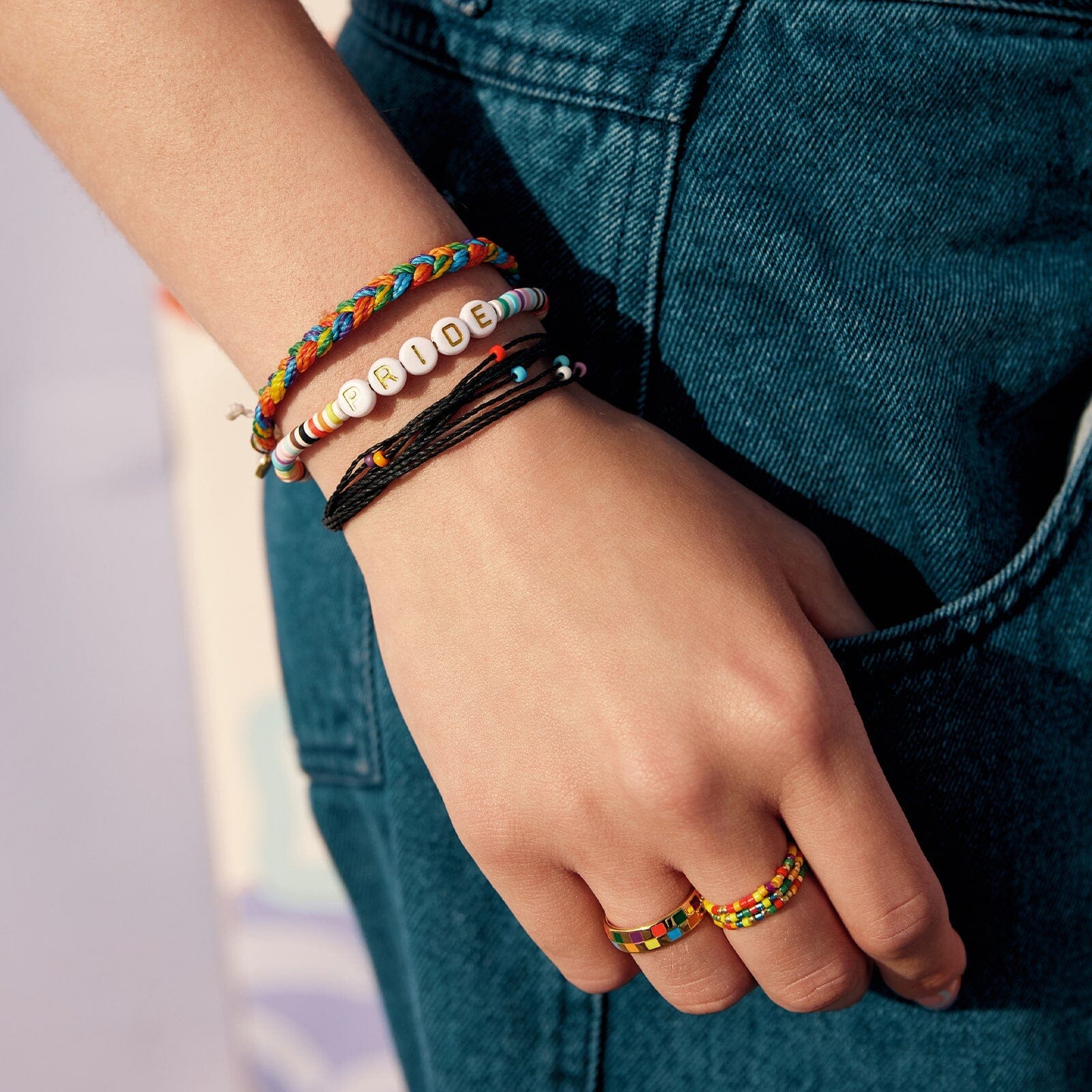 Rainbow Bead Stretch Ring 3 Pack - Image 8